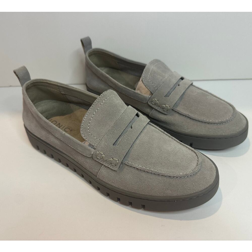 Vionic Uptown Suede Loafers Women’s Size 9 Gray Slip On Comfort Shoes Orthotic